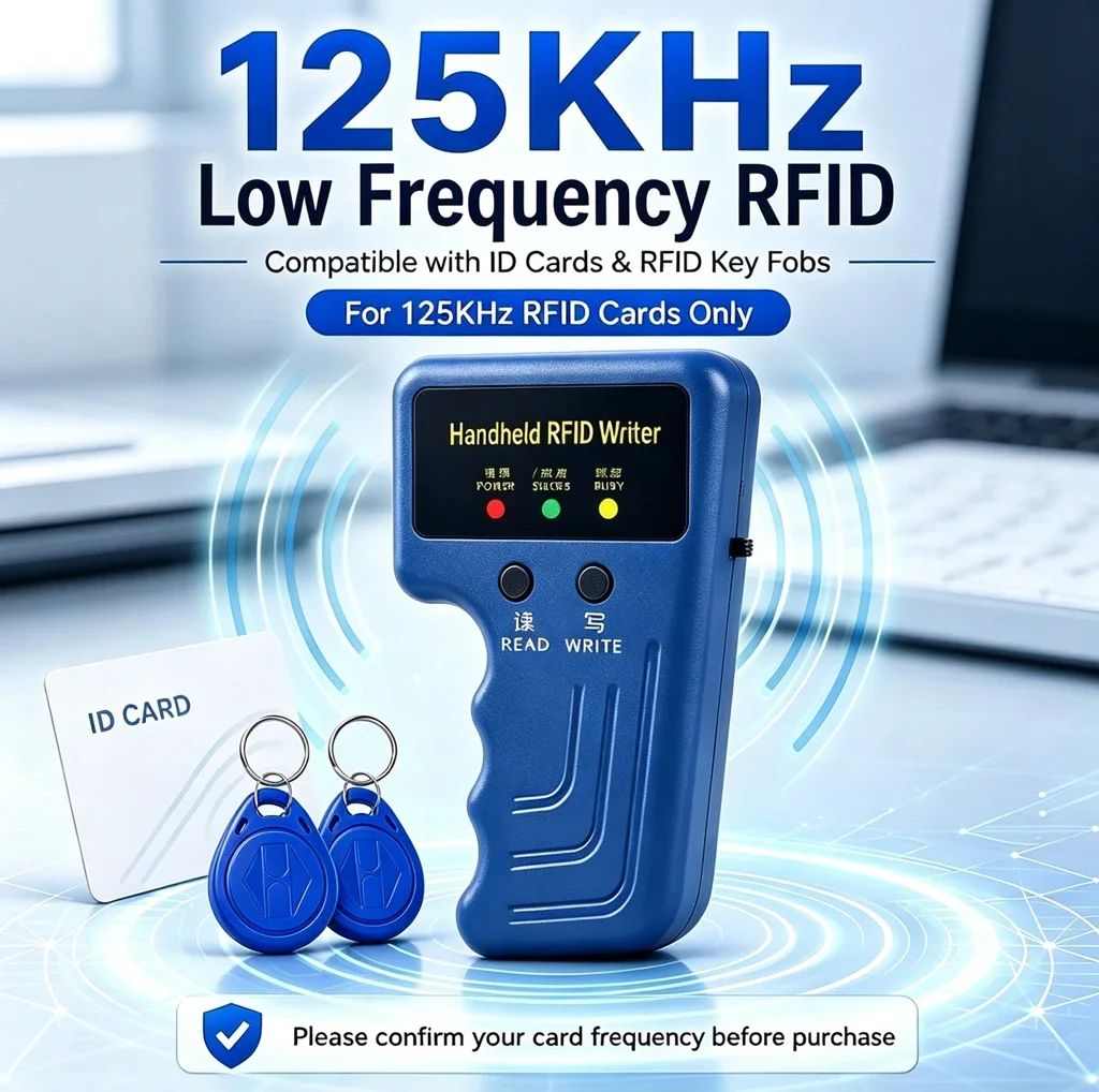 New Portable 125KHz RFID Cloner ID Handheld Key Copier Reader Writer Programmer for Access Control Keyfobs Blank Cards