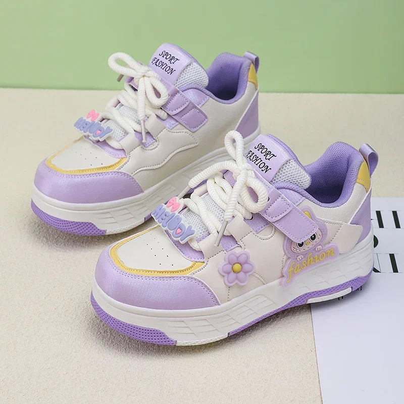 Children Roller Skates Boys Girls Leather Roller Skates Kids Hidden 2Wheels with Multiple Functions Detachable Tide Casual Shoes view 3