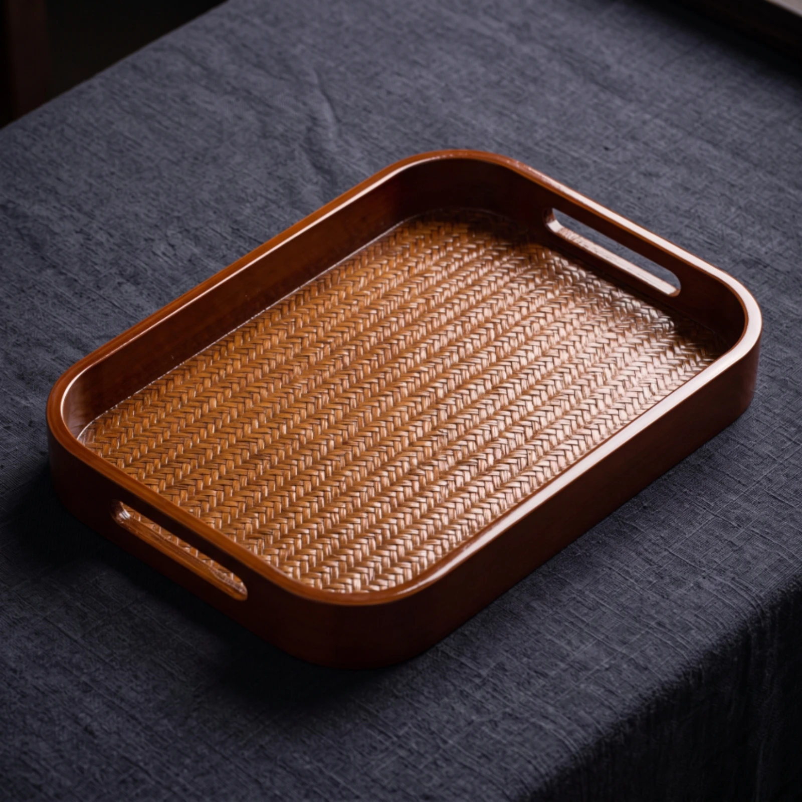 Tea Serving Tray Round Tea Tray with Handles Multi-Purpose Versatile