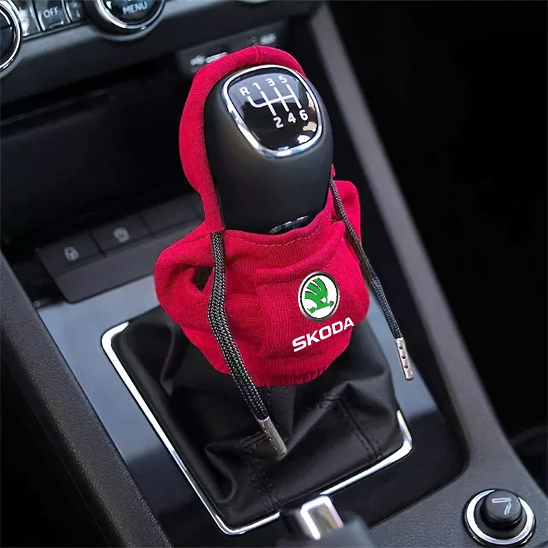 Universal Hoodie Car Gear Shift Cover Car Interior Accessories For Skoda Kodiaq Fabia Kamiq Karoq Octavia A5 A7 Rapid Scala Kami