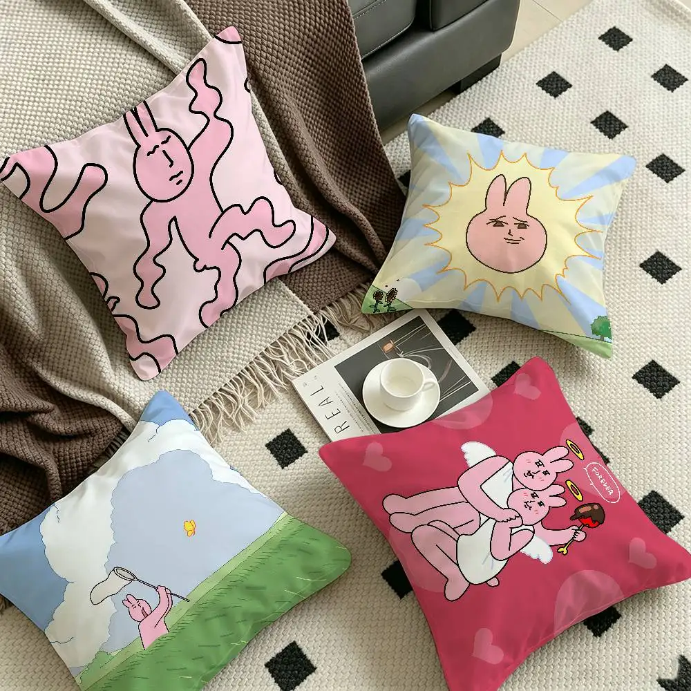 My F-Friend Pink Rabbit Funny 45*45cm Cushion Cover Pillow Cover Decor Pillowcase Home Pillowcase for Couch Pillow