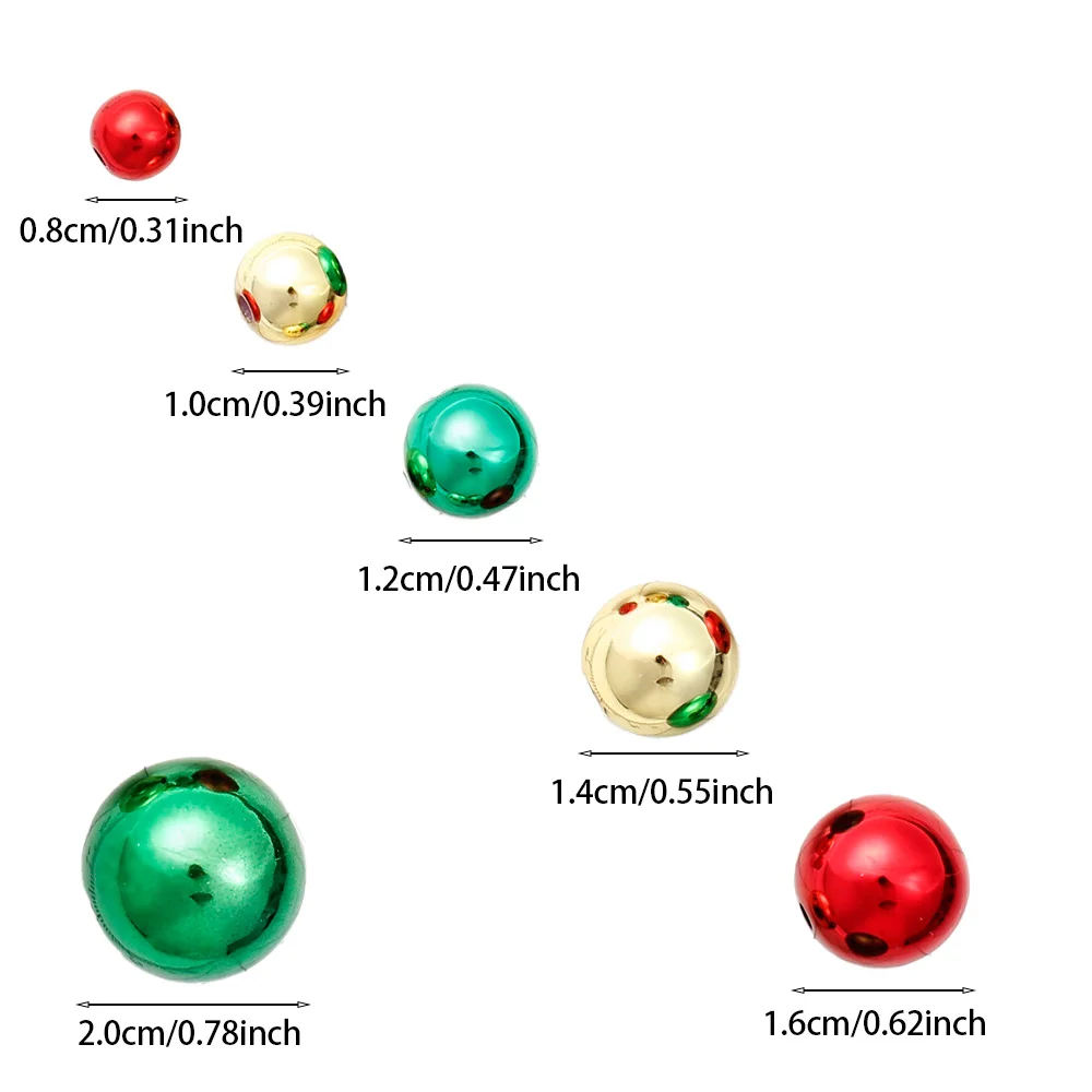 20 Stück 8-20mm Weihnachts-UV-elektroplattierte runde Acrylperlen, glänzend rot, grün, golden, silbern, lose Perlen für die Weihnachtsdekoration. – Detail 2
