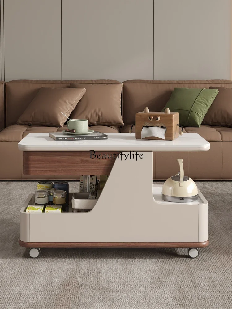 

FG10*Solid Wood Removable Coffee Table Modern Light Luxury Multi-Functional Adjustable Trolley Side Table