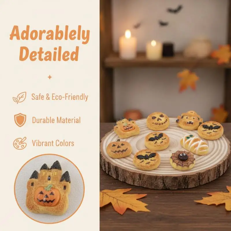 Halloween Resin Jewelry Making Charms 8Pcs Horror Pumpkin Bat Castle Patterns DIY Handmade Craft for Party Home Decoration