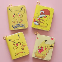 Pokemon Purse Japanese Cartoon Cute Coin Purse Around Pikachu Wallets Fashion Leather Zipper Wallet Children Adult Birthday Gift