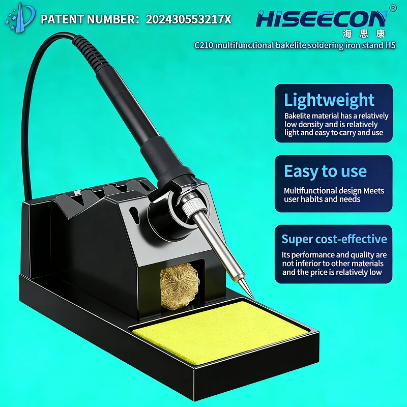 

Подставка для паяльника HISEECON из алюминия с губкой, усиленная базовая станция для паяльной станции 936 BGA и паяльных инструментов