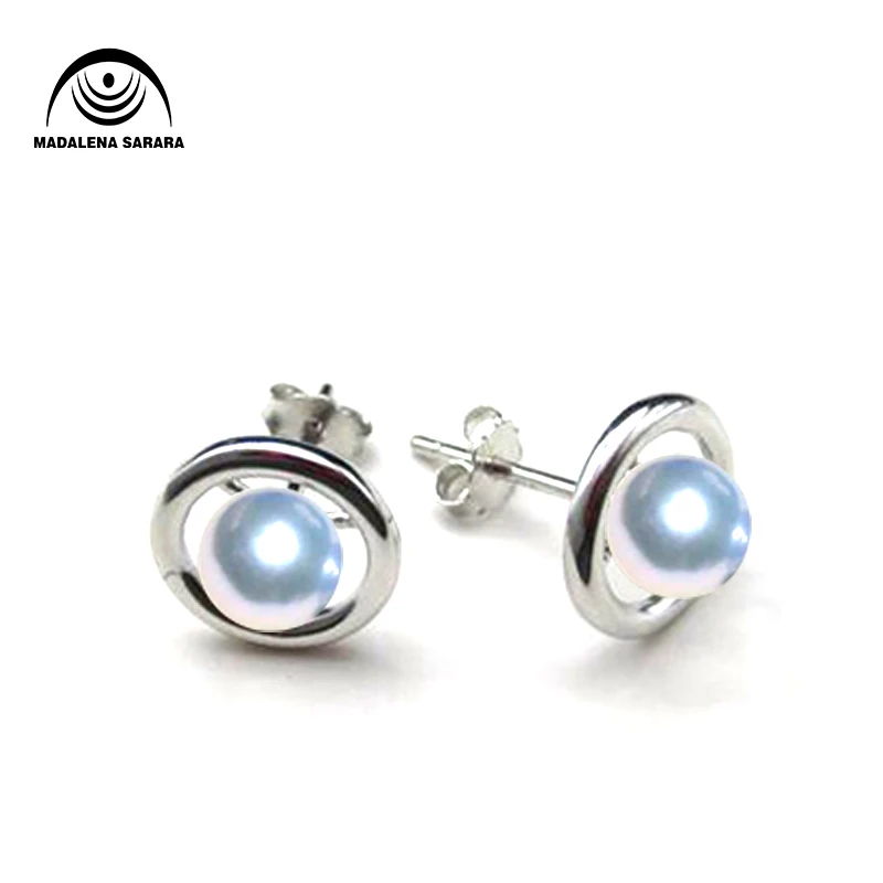 

MADALENA SARARA AAA 7-8mm freshwater pearl S925 sterling silver simple pop earrings can be customized