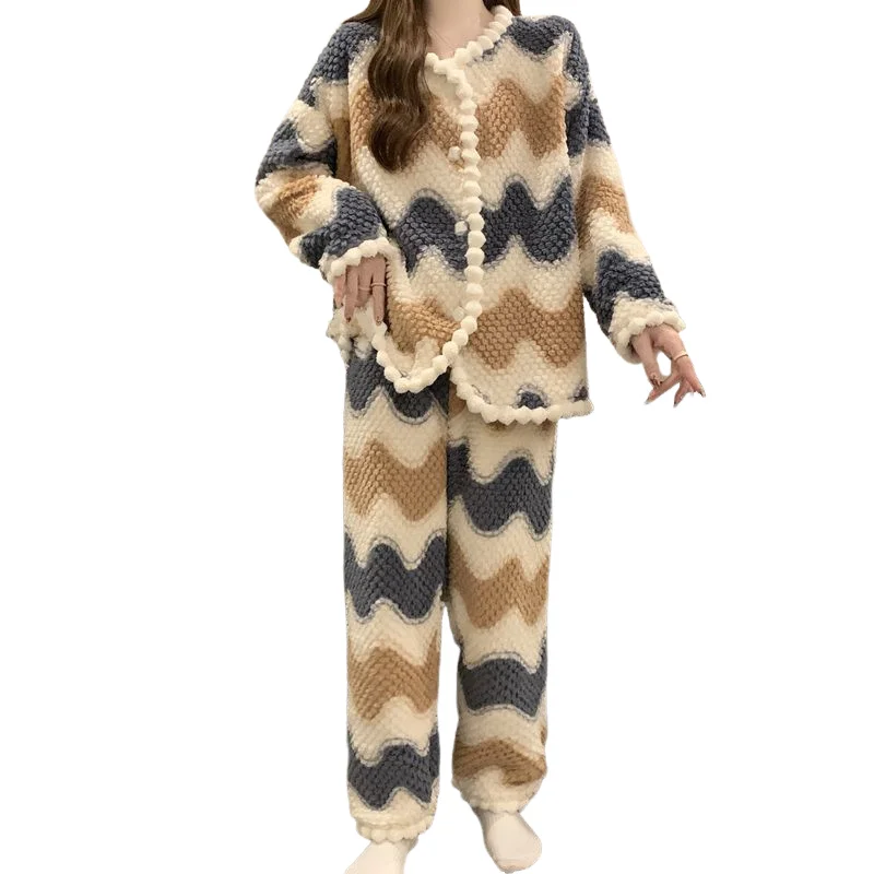 Abbigliamento da donna Set pigiama Homewear Pantaloni a maniche lunghe Set da due pezzi Autunno e inverno Addensare Confortevole Dolce moda