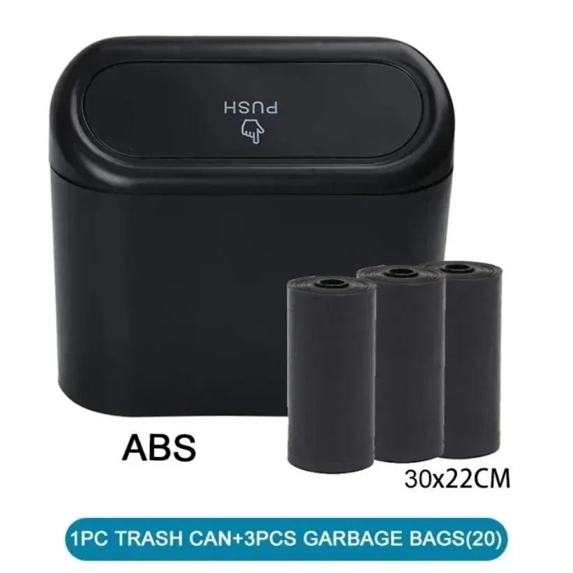 New Car Trash Can (with Lid) 3 Rolls of Garbage Bags for Car Door/Seat Back/Center Console Side/Home/Office Use Small Trash Can view 3