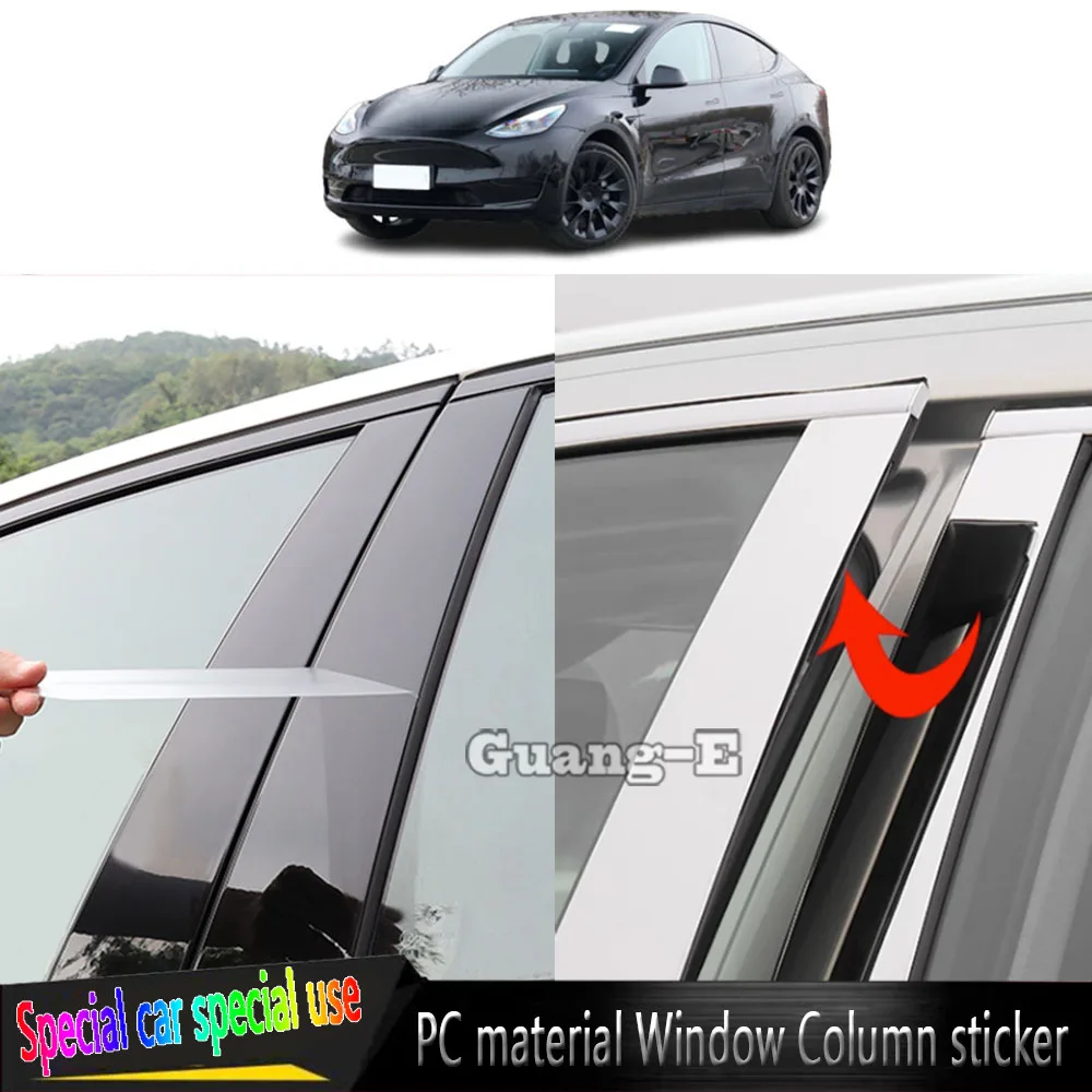 

For Tesla Model Y 2018-2021 2022 2023 Car TPU/Glossy Mirror Pillar Post Cover Door Trim Window Molding Stickers Accessories 2PCS