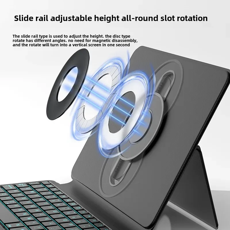 Applicable to ipad10 bluetooth keyboard air45 protective cover slide rail lifting pro11 magnetic suction rotating integrated