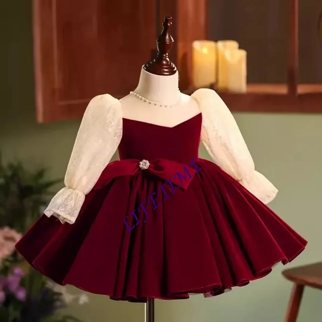 Customized Girls Birthday Princess Dress Children's Party Greeting Outfit with Tutu Skirt for Catwalk Host Piano Performance