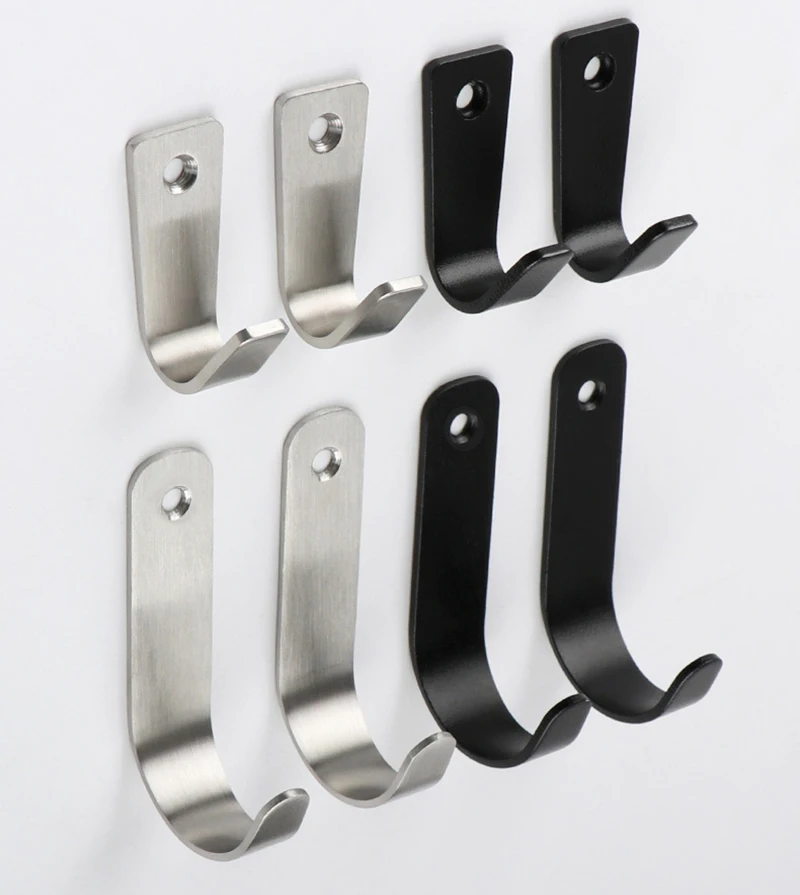 2Pcs Single Hole Wall Mounted Stainless Steel J-Type Clothes Hook Small Hooks for Hanging Cup,Coat,Hat,Bag,Towels with Screw