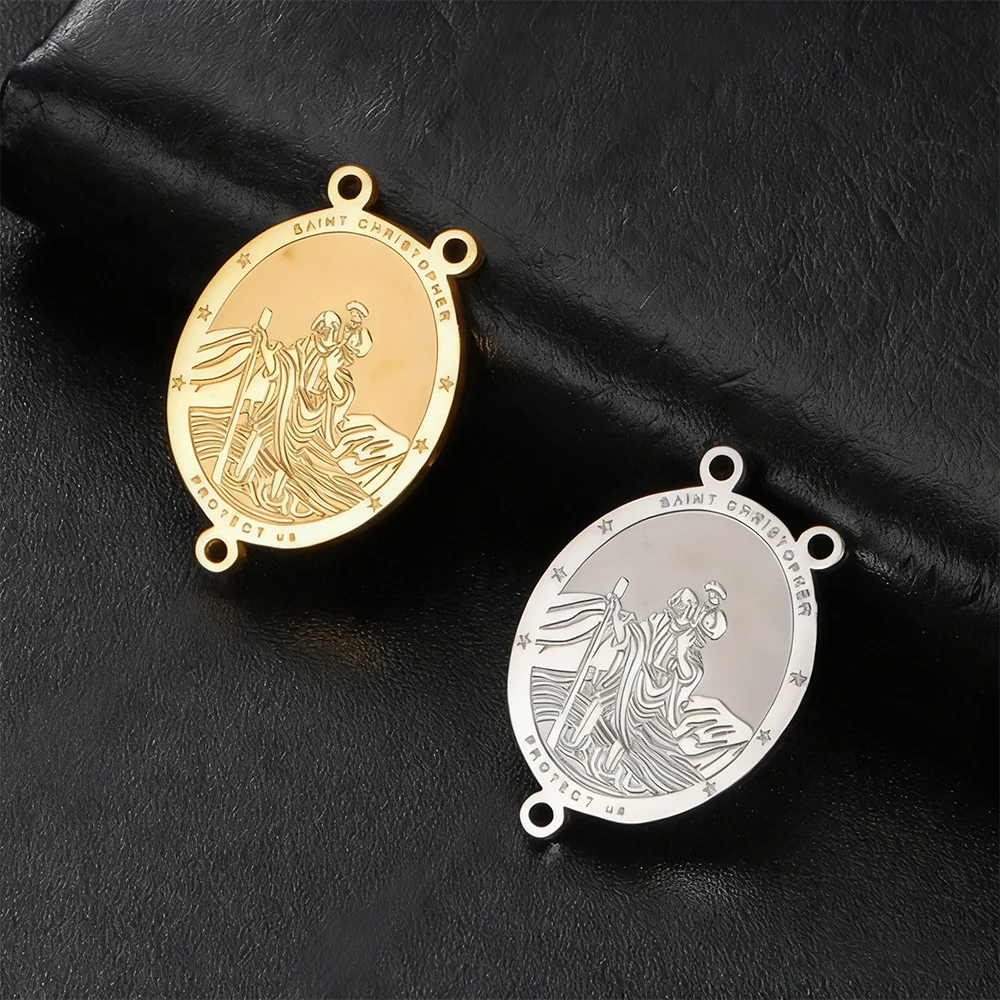 

EUEAVAN 1pc St. Christopher Stainless Steel Amulet Charms Pendant for Necklace Archangel Protection Jewelry Making Accessories