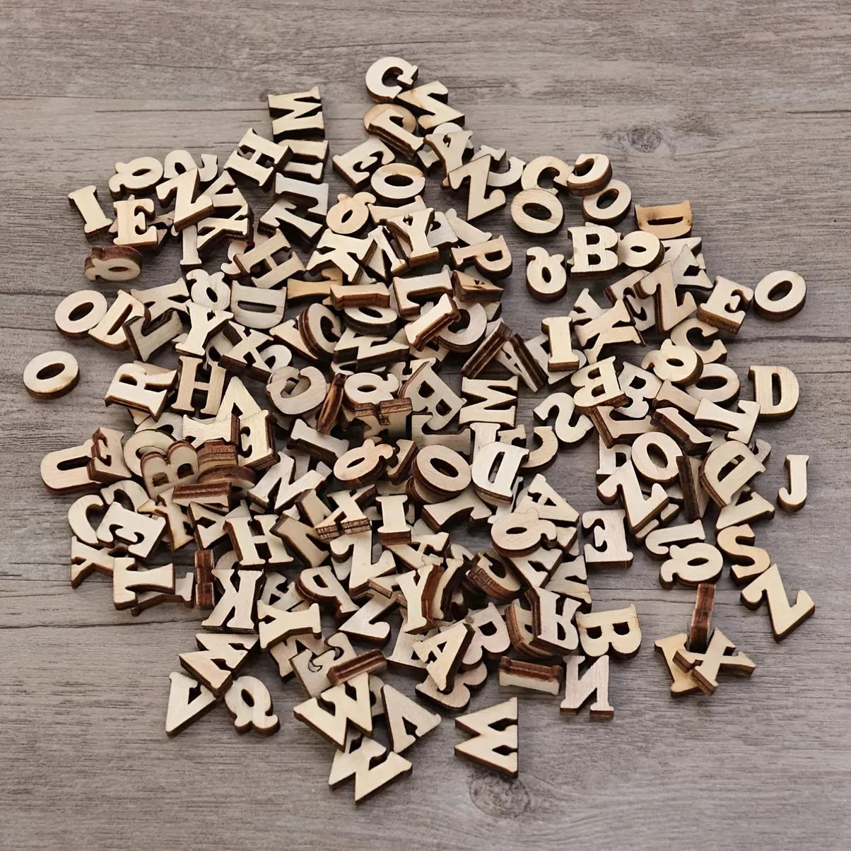 100Pcs Mixed Wooden A Z Letters  Wooden Numbers Letters Wood Letters for DIY Craft Wedding Party Home Decoration(English Letter)