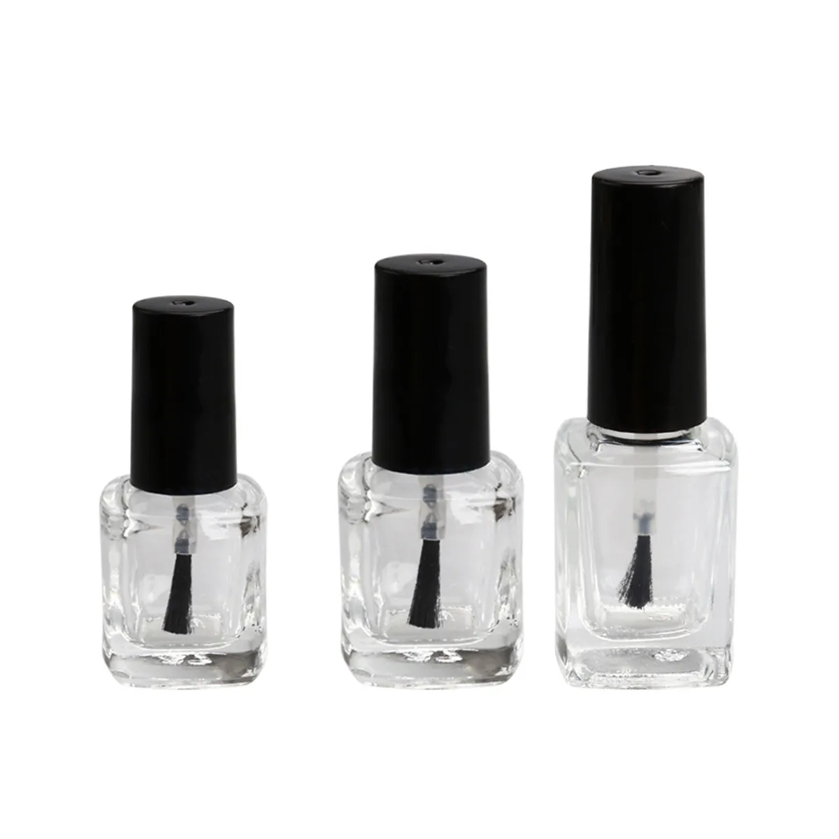

6Pcs Empty Nail Polish Bottles Set 3Ml 10Ml 15Ml Premium Glass Travel Size with Built-in Brush Leak-Proof Clear DIY Nail Art