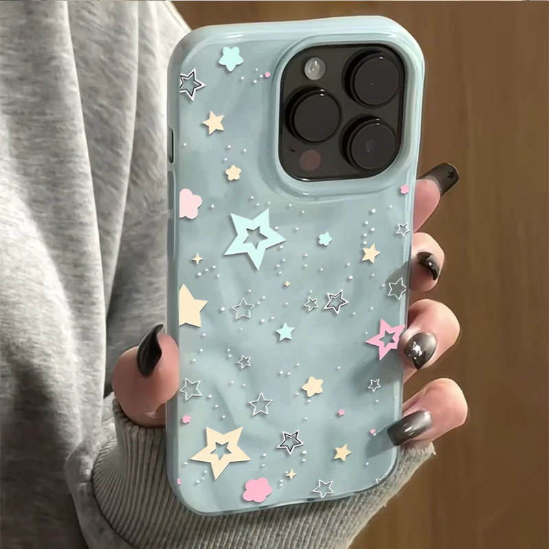 Koreanische INS Star Kreativ-Handyhülle für iPhone 17 16 15 11 14 13 12 Pro Max Plus 17Air Falten-Wellen-Design Weiche Silikon-TPU-Schutzhülle – Detail 1