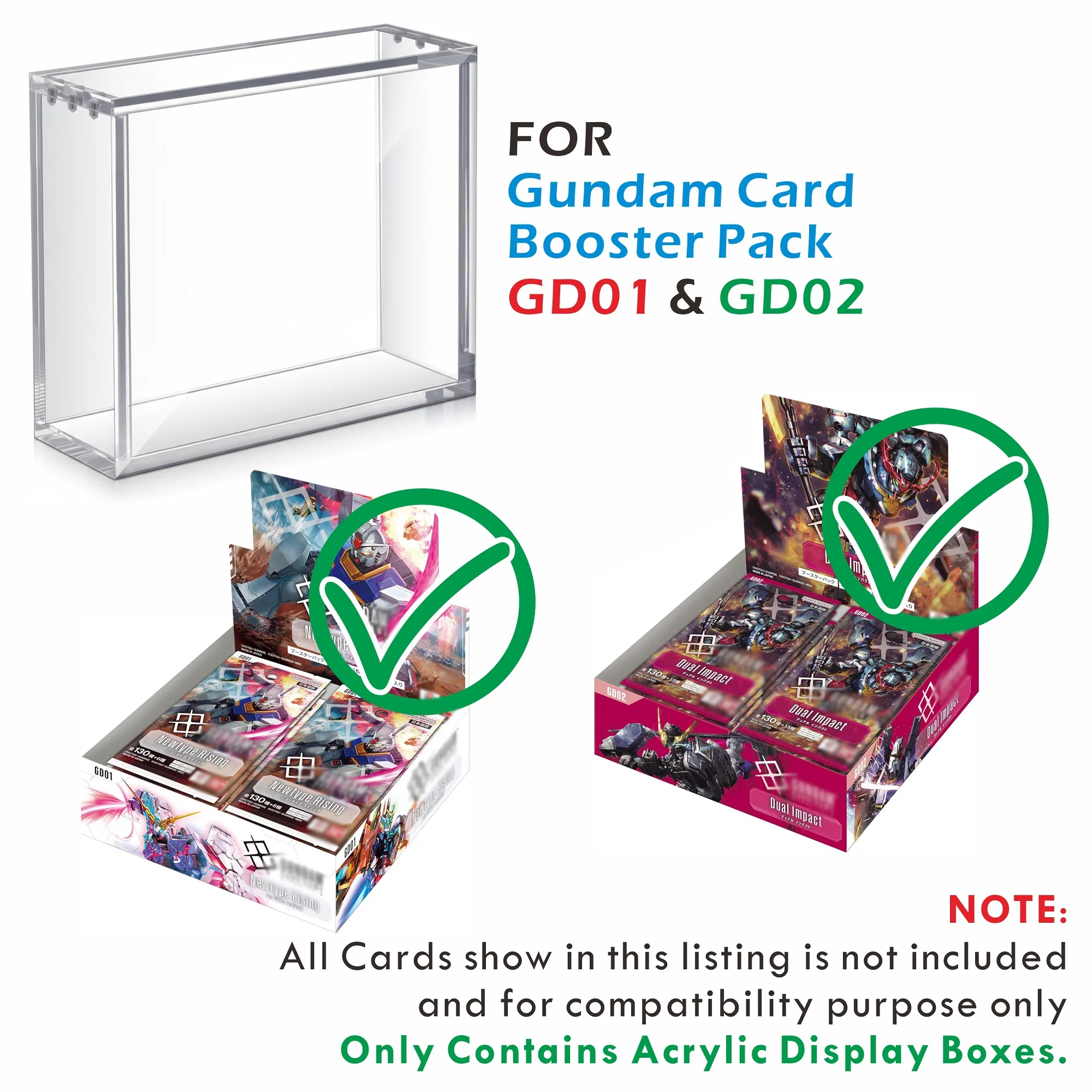 حافظة عرض مغناطيسية من الأكريليك لحزمة معززة بطاقة Gundam GD01 & GD02