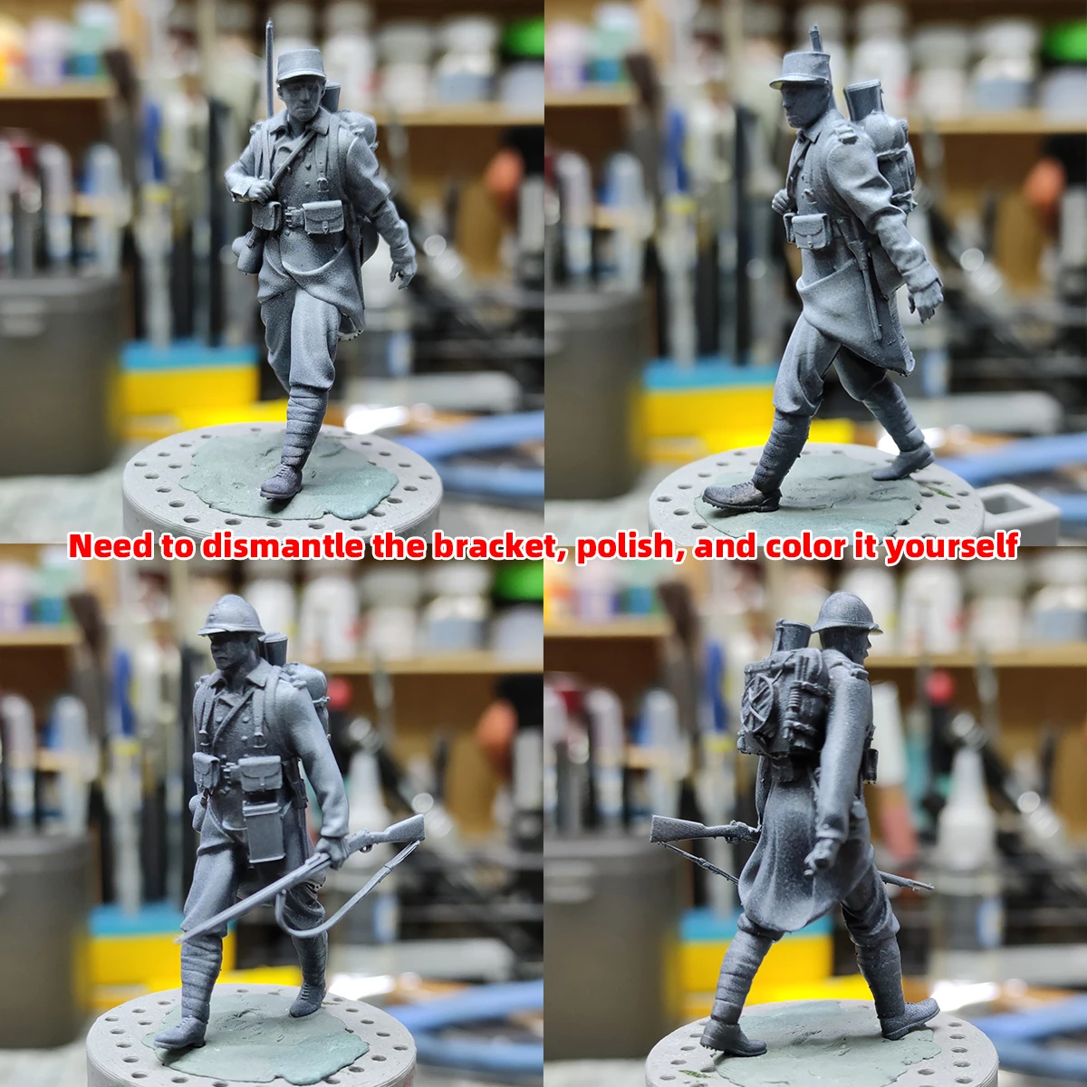 Maßstabsgetreuer Miniaturmodellbausatz Französische Marschinfanterie Figuren Truppen Soldaten Militär Diorama 5-teiliges Set 1914-1918 1/35 1/48 1/72 – Detail 3