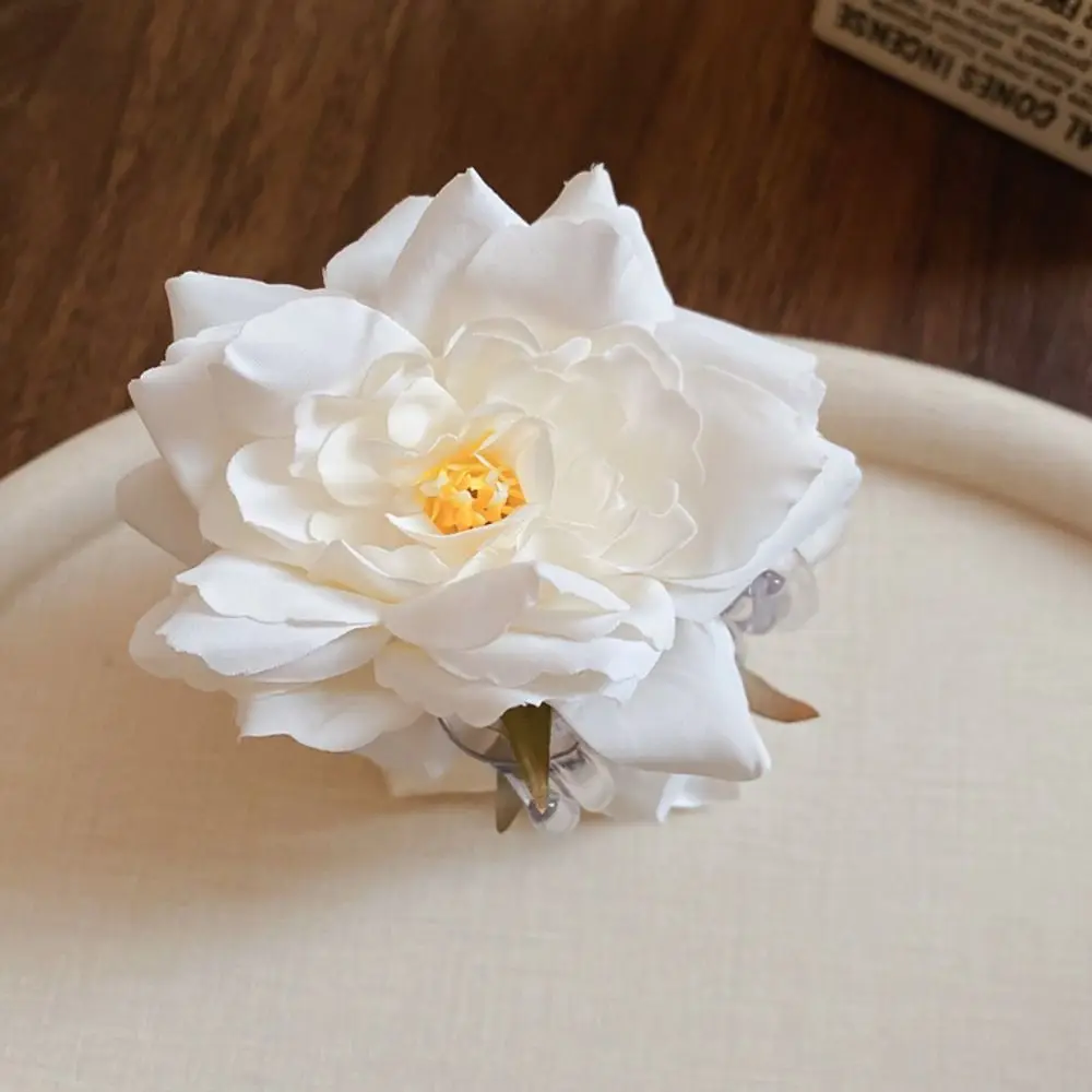 

Sweet Simulated Flower Hair Claw Cloth Korean Style Rose Shark Clip Hair Catches Ponytail Holder Seaside Vacation Headwear Women