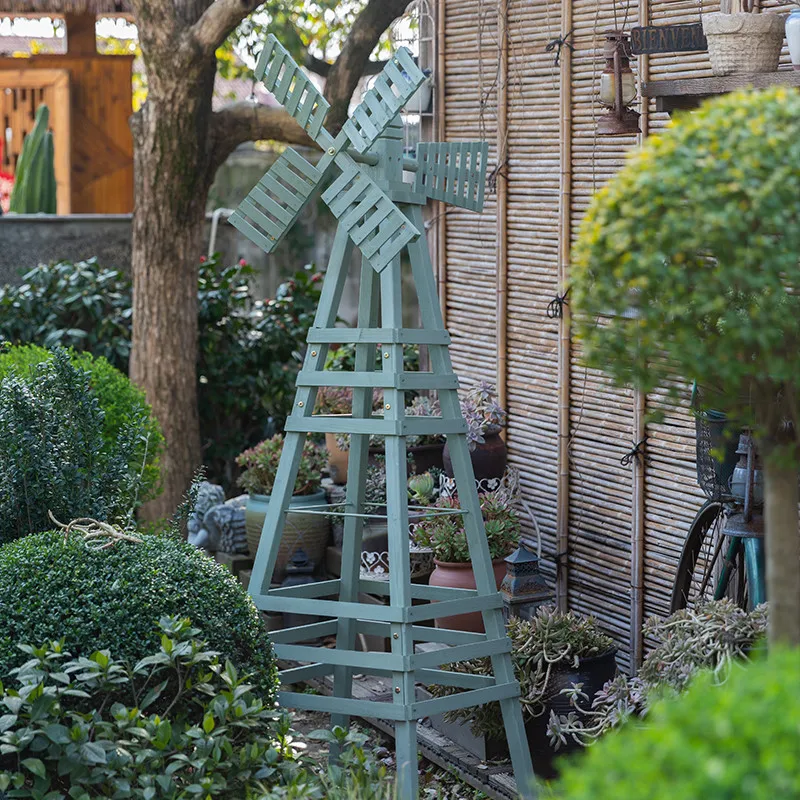 

Outdoor garden Solid wood flower stand Outdoor courtyard Villa B & B balcony decoration Windmill preservative wood climbing vine