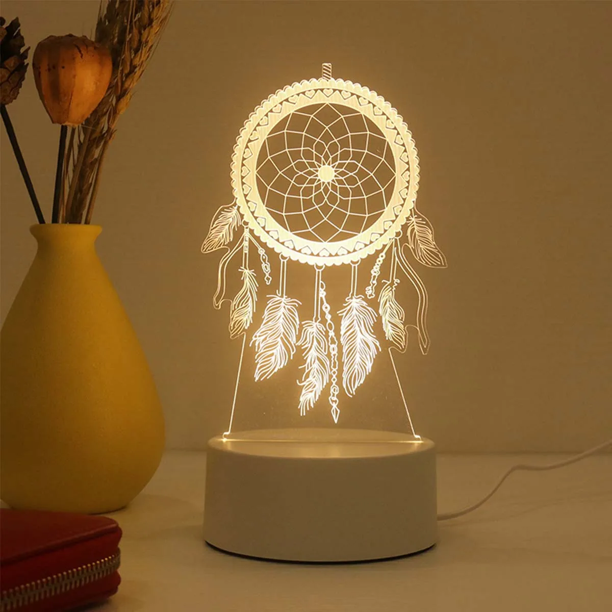 1pc Night Light Creative Acrylic Bedroom Bedside LED Table Lamp Holiday Event Gift System Gifts