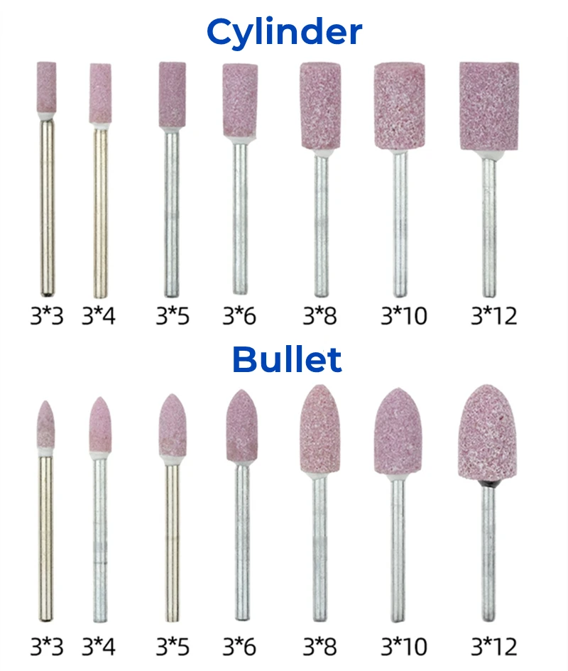 3mm Shank Abrasive Stone Points Polishing Grinding Drill Bit Wheel For Dremel Rotary Accessories Power Tools