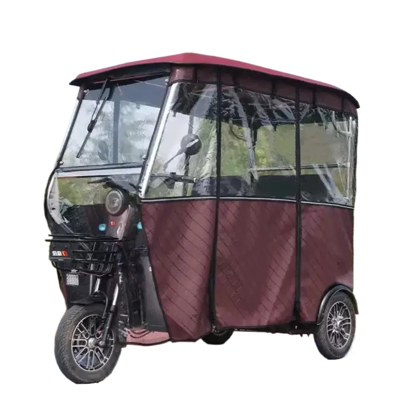 Tricycle Canopy – Thickened Rainproof Stainless Steel Small Bus Canopy, Transparent Folding Sunshade for Electric Tricycle