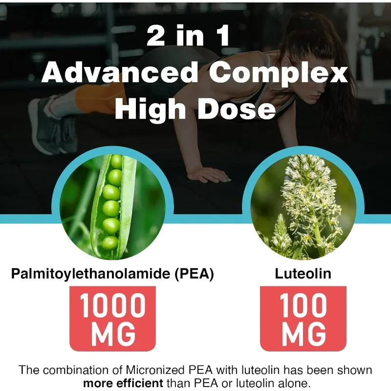 Liposome Palmitoyl Ethanolamide 1000 Mg, Luteolin 100 Mg Enhances Absorption and Bioavailability -60 Soft Capsules