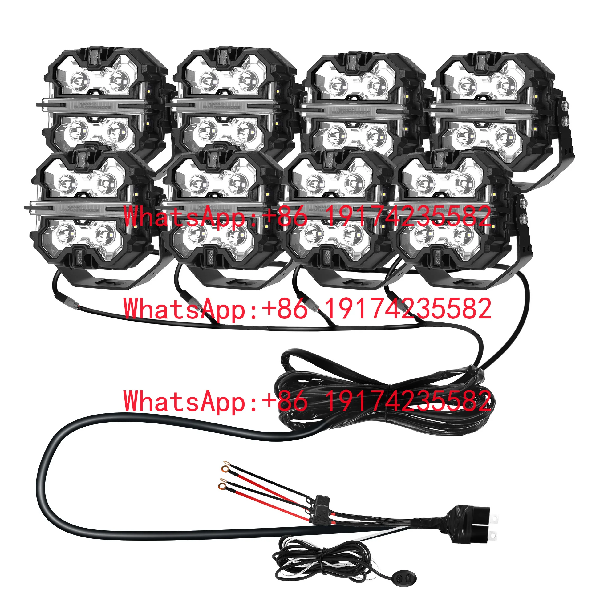 Led Offroad Light Wiring Harness Kit Around 3.65m 4-PIN DT Plug Lights 1-to-8 Auxiliary Driving Lights With DRL