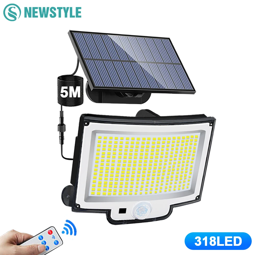 Outdoor Solar Lights 318/348LED Solar Security Lights IP65 Waterproof Motion Sensor Wall Light For Garden Fence Patio