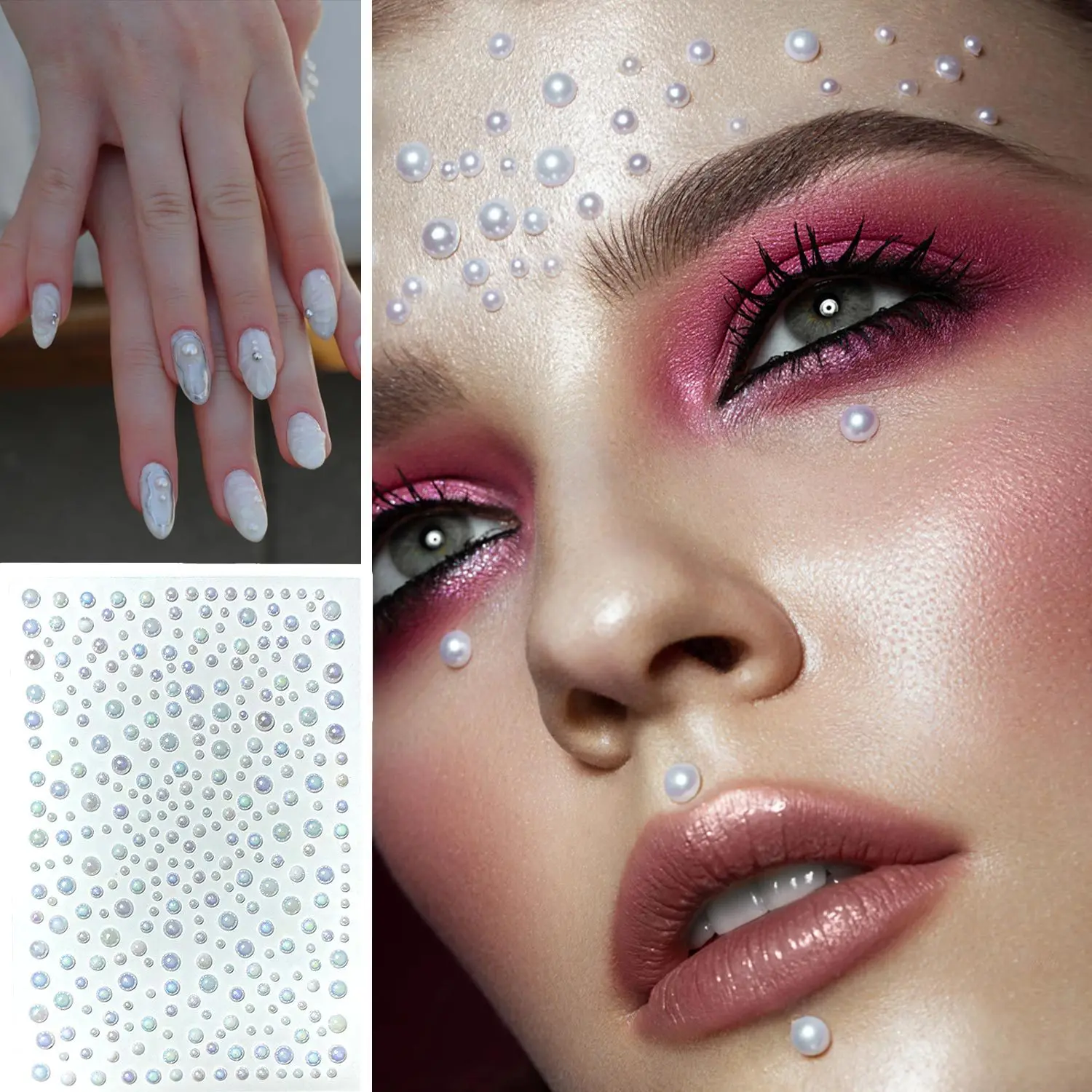 325pcs Diamond Face Eye Stickers Glitter Pearl Bling Rhinestone for Stage Performance Makeup Nail Art Collection