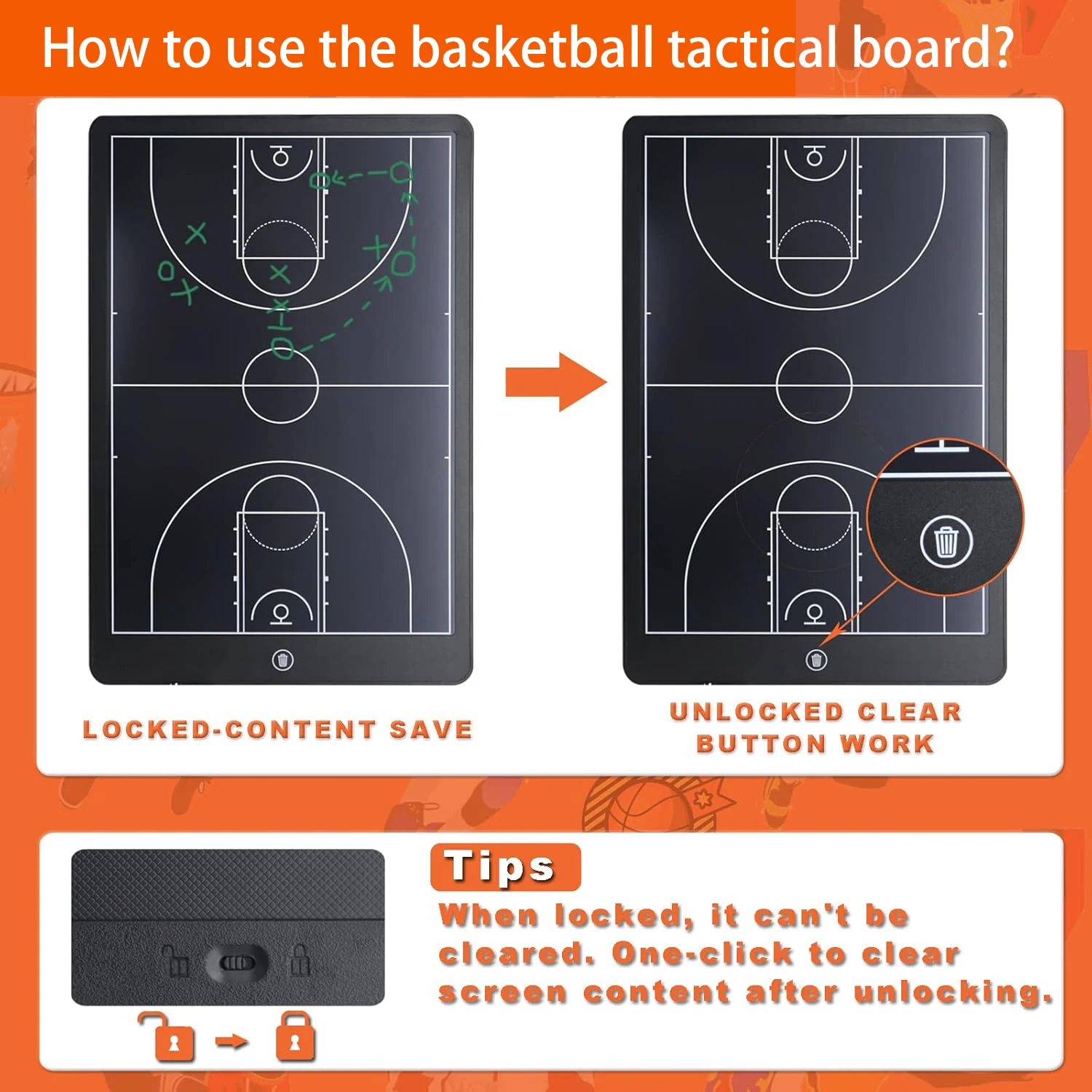 8.5/16-Inch LCD Electronic basketball/Football/handball/rugby/ice hockey/volleyball Coaching Tactical Board for Sports Training
