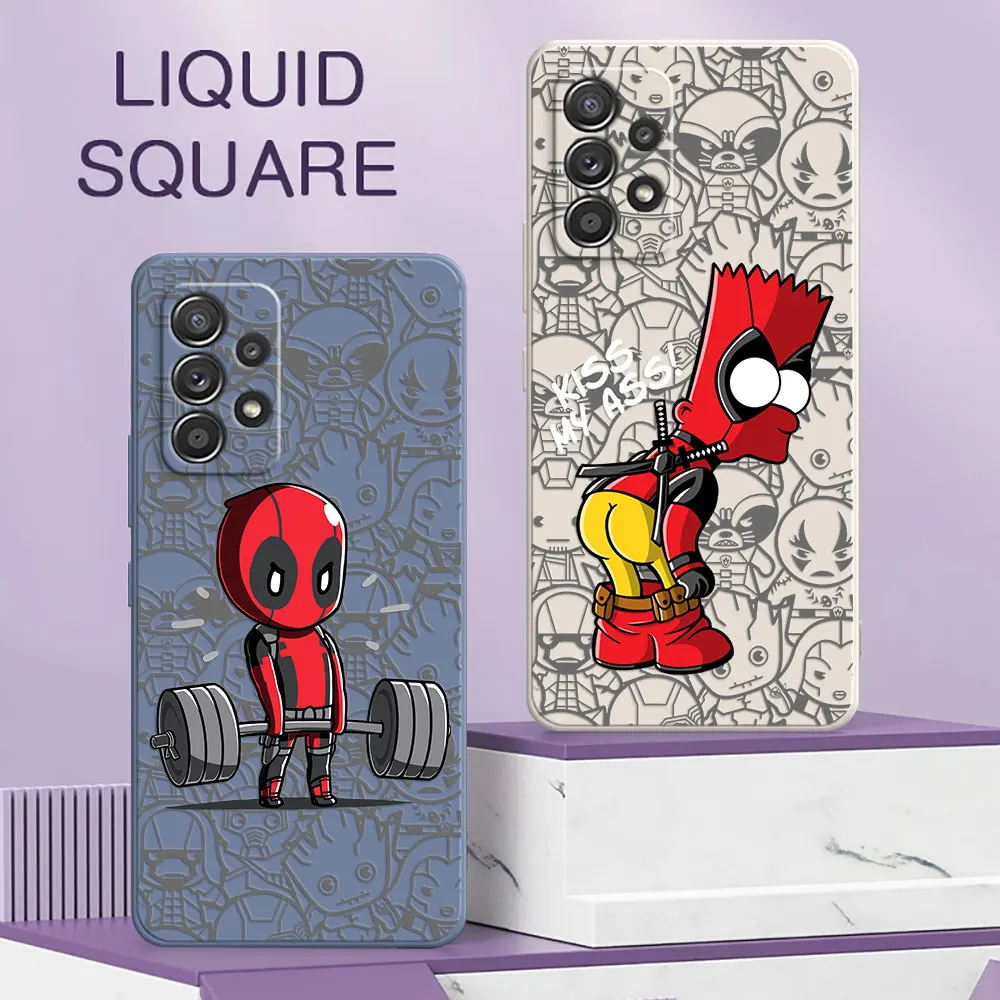 Cute Funny Deadpool Marvel A54 For Samsung A54 5G Case Galaxy A53 A33 A34 A52 A72 A73 A32 A42 A51 A71 A7 2018 Liquid Phone Cover