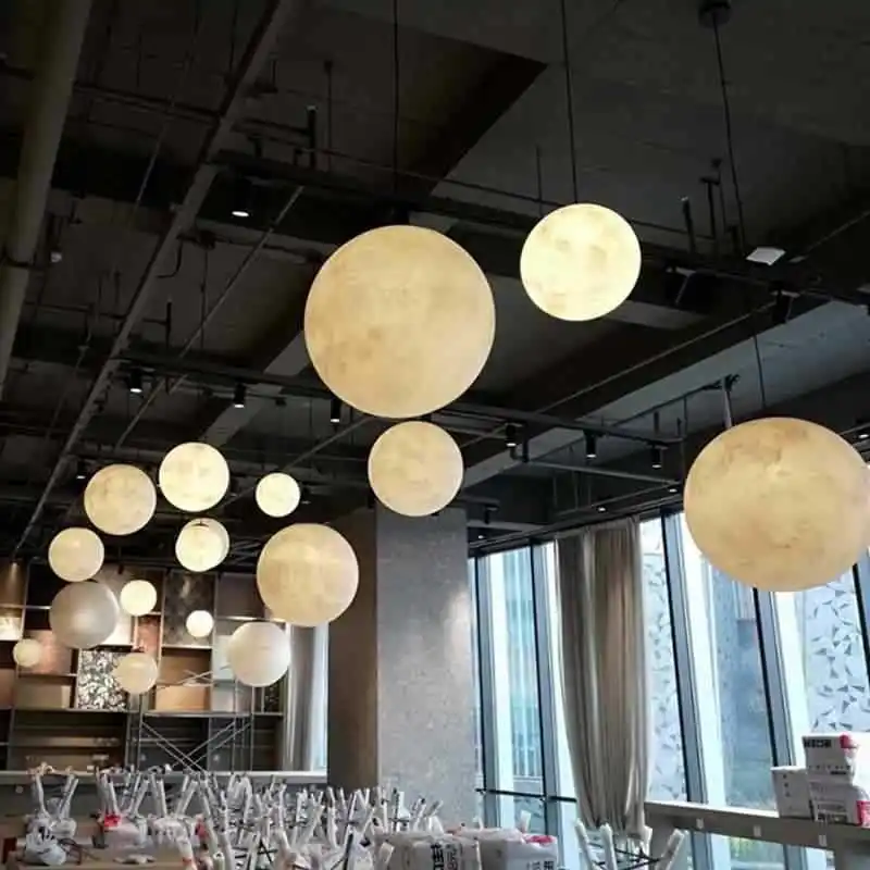 Moon LED Chandelier Modern Minimalist Resin Pendant Light Restaurant Bedroom Creativity Lighting Lamps Room Decoration Supplies