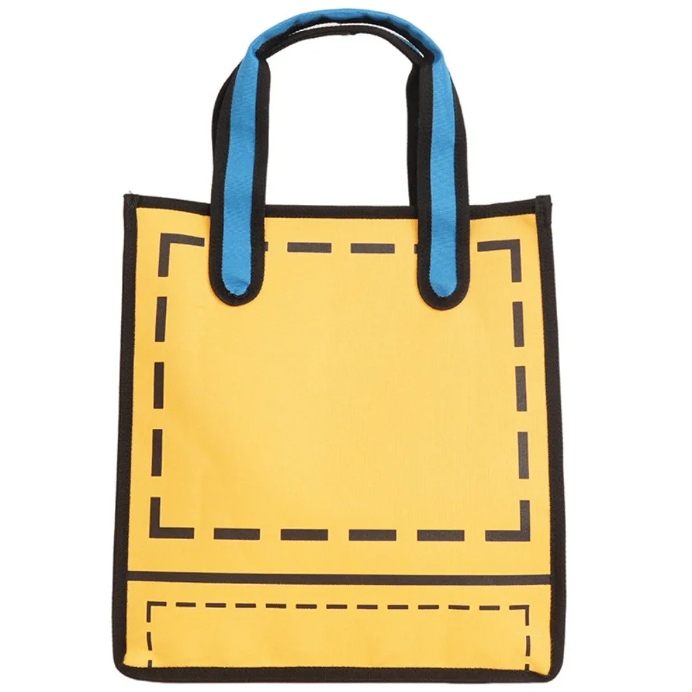 

Simple Cartoon 2D Anime Tote Bag Canvas Nylon Comic Shoulder Bag Handbag Comic Bookbag Graffiti Messenger Bag Students