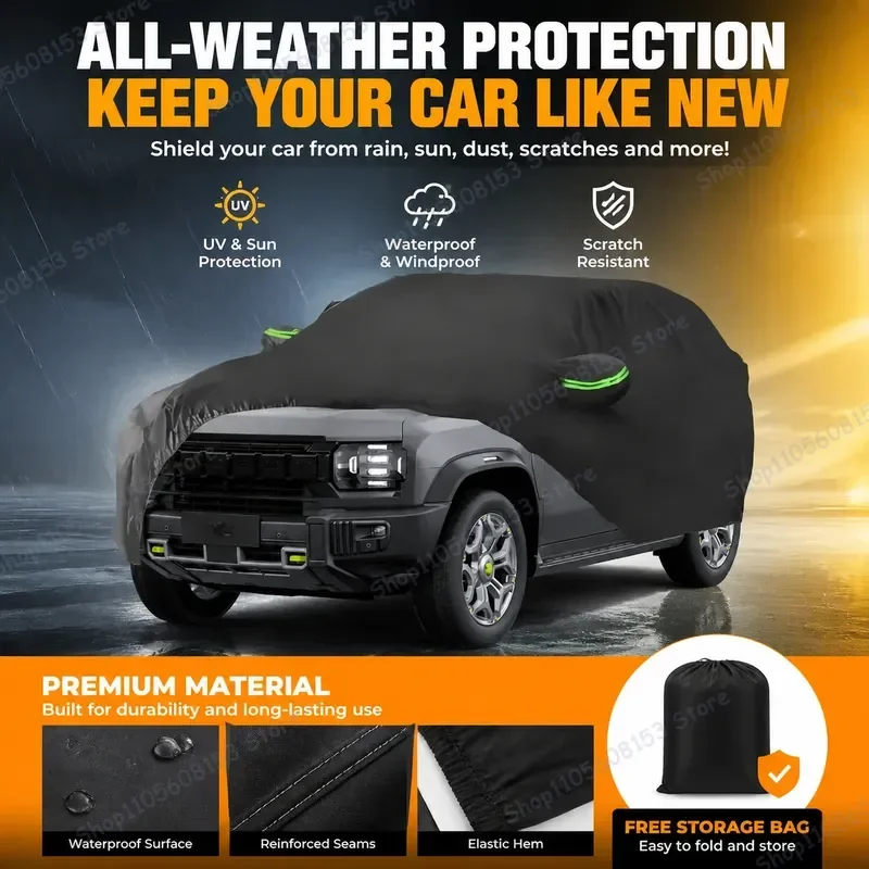 

For Jetour T2 2024 Car Cover UV Protection Rain Snow Dust Windproof Outdoor Full Vehicle Shield Weather Resistant Auto Cover