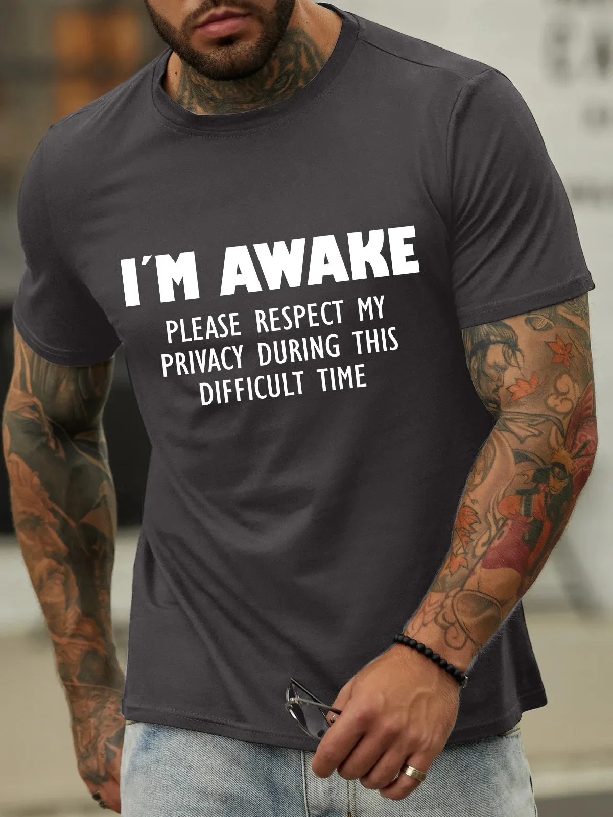 Lilicloth X Hynek Rajtr I'm Awake Please Respect My Privacy During This Difficult Time Men's Crew Neck T-Shirt