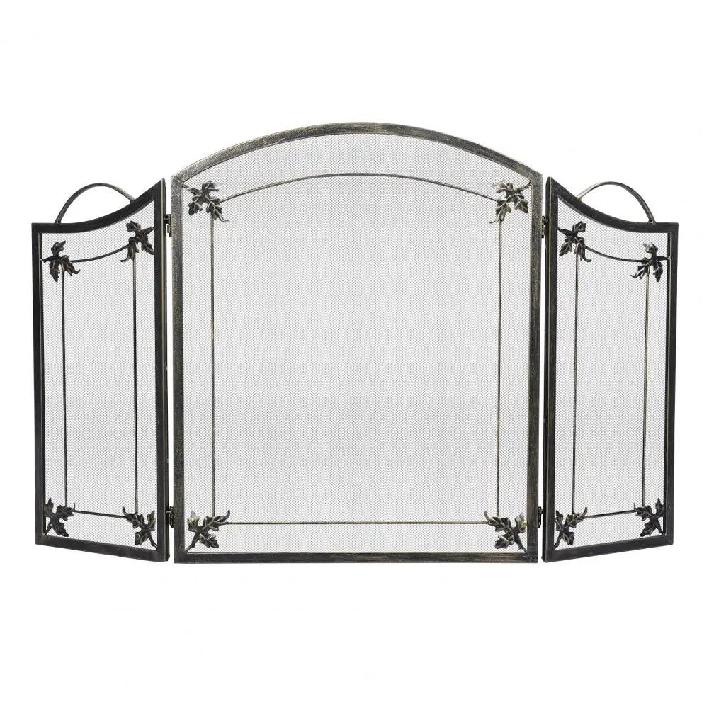 

Transparent Mesh Fireplace Screen with Curved Handle, Foldable 3 Panels Fireplace Spark Guard, Sturdy Welded Hinges Spark Preven