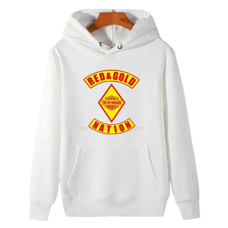 Red And Gold Nation Bandidos Graphic Hooded Sweatshirts Winter Thick Sweater Hoodie Essentials Fleece Hoodie Men's Sportswear