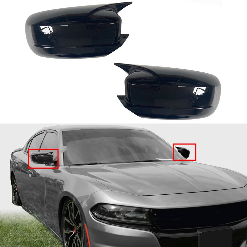 1Pair OX Horn Side Mirror Cover Caps For Dodge Charger SRT RT Chrysler 300 300C 2011-2023 Rearview Mirror Cover Car Accessories