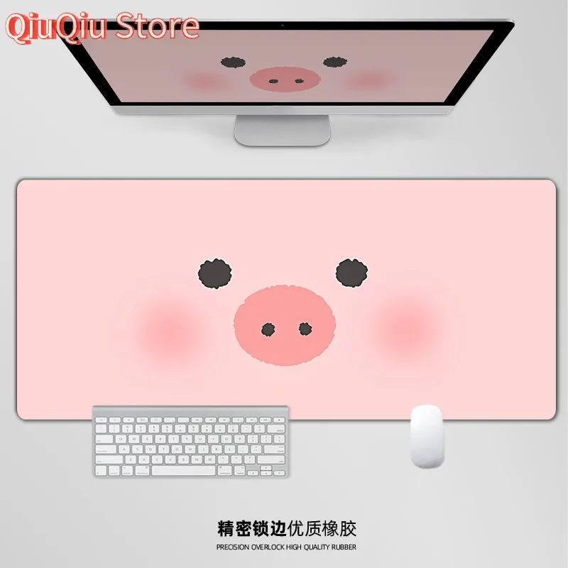 Kawaii Large Pink Pig Cute Cartoon Extra Thick Mouse Pad Non-Slip Rubber Stitched Desk Mat Cute Gift for PC Laptop