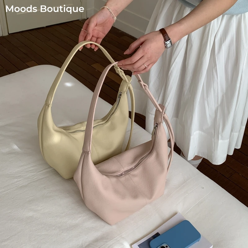 

MOODS Shoulder Hobo Bags For Women Soft PU Leather Solid Color Large Capacity Shopping Totes With Adjustable Shoulder Strap 2026
