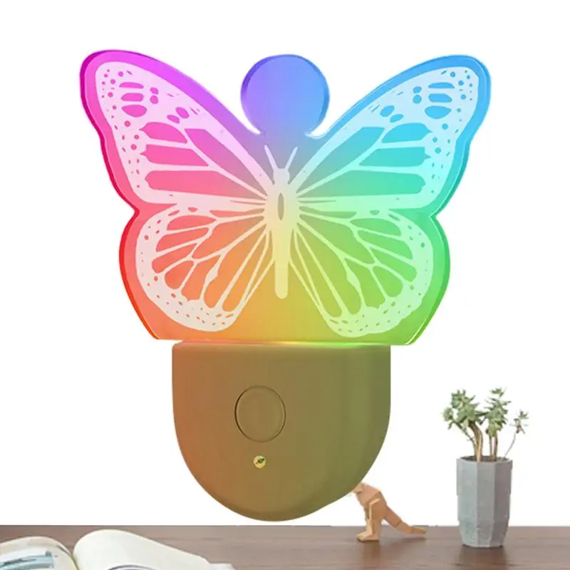 Color Changing Night Light Plug In 6 Colors LED Butterfly Shape Kids Night Lights For Bedroom Children Room Atmosphere Lighting