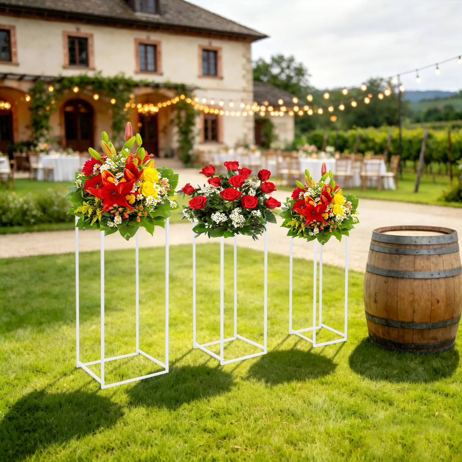 

3 PCS Flower Metal Stand, Freestanding Flower Stand for Wedding, Metal Vase Column Stand