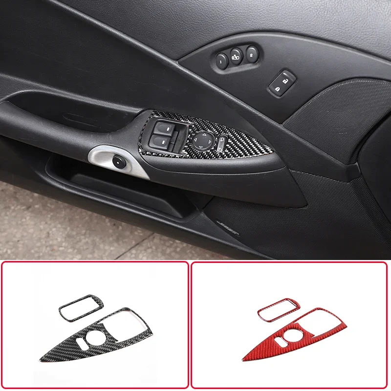 

For Chevrolet Corvette C6 2005-2013 Soft Carbon Fiber Car Glass Lift Switch Button Frame Cover Trim Sticker Car Access Soris