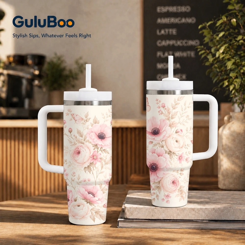 Starry Dragonfly Art Vacuum Flasks 40oz Stainless Steel Insulated Tumbler with Handle & Straw Leakproof Travel Mug