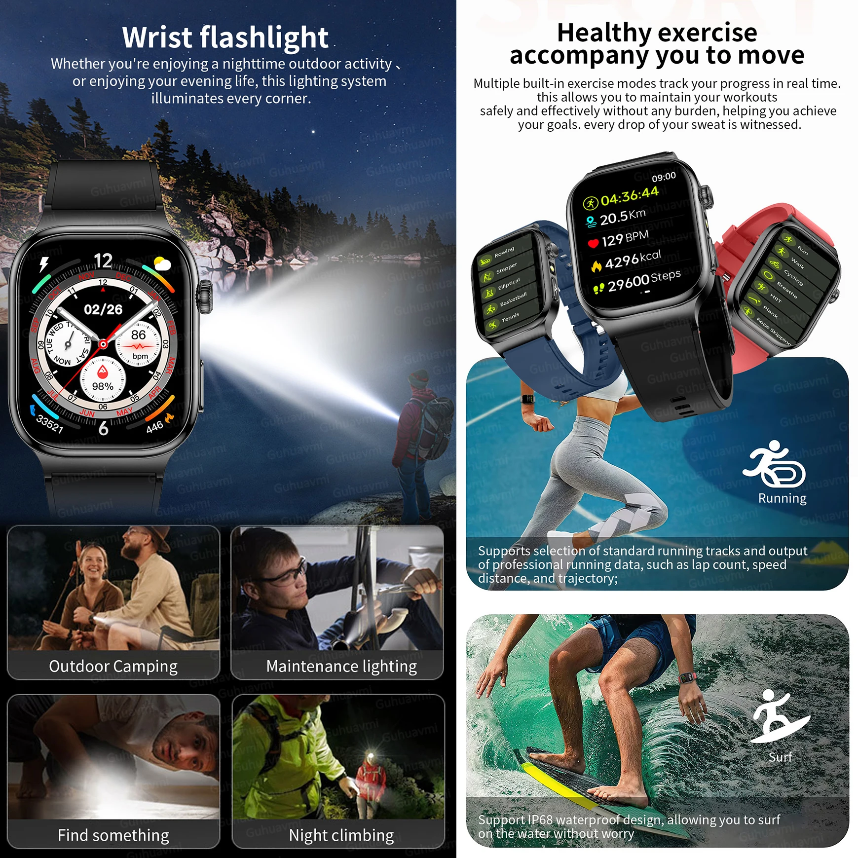 New Accurate Galvanic SkinTest Smart Watches Blood oxygen BP Uric Acid Blood lipid ECG+PPG Tracker Health watches for Man Women