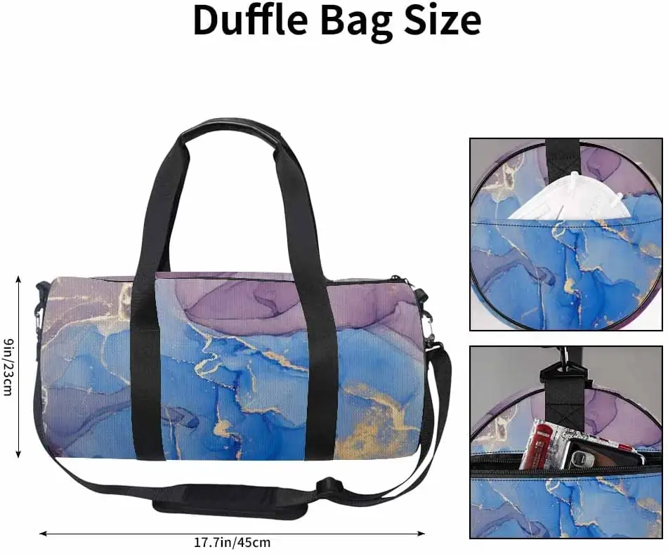 Marble Gym Bag Abstract Colorful Alcohol Ink Colors Translucent Modern Art Duffle Bag Sports Bag for Women Man Student Travel