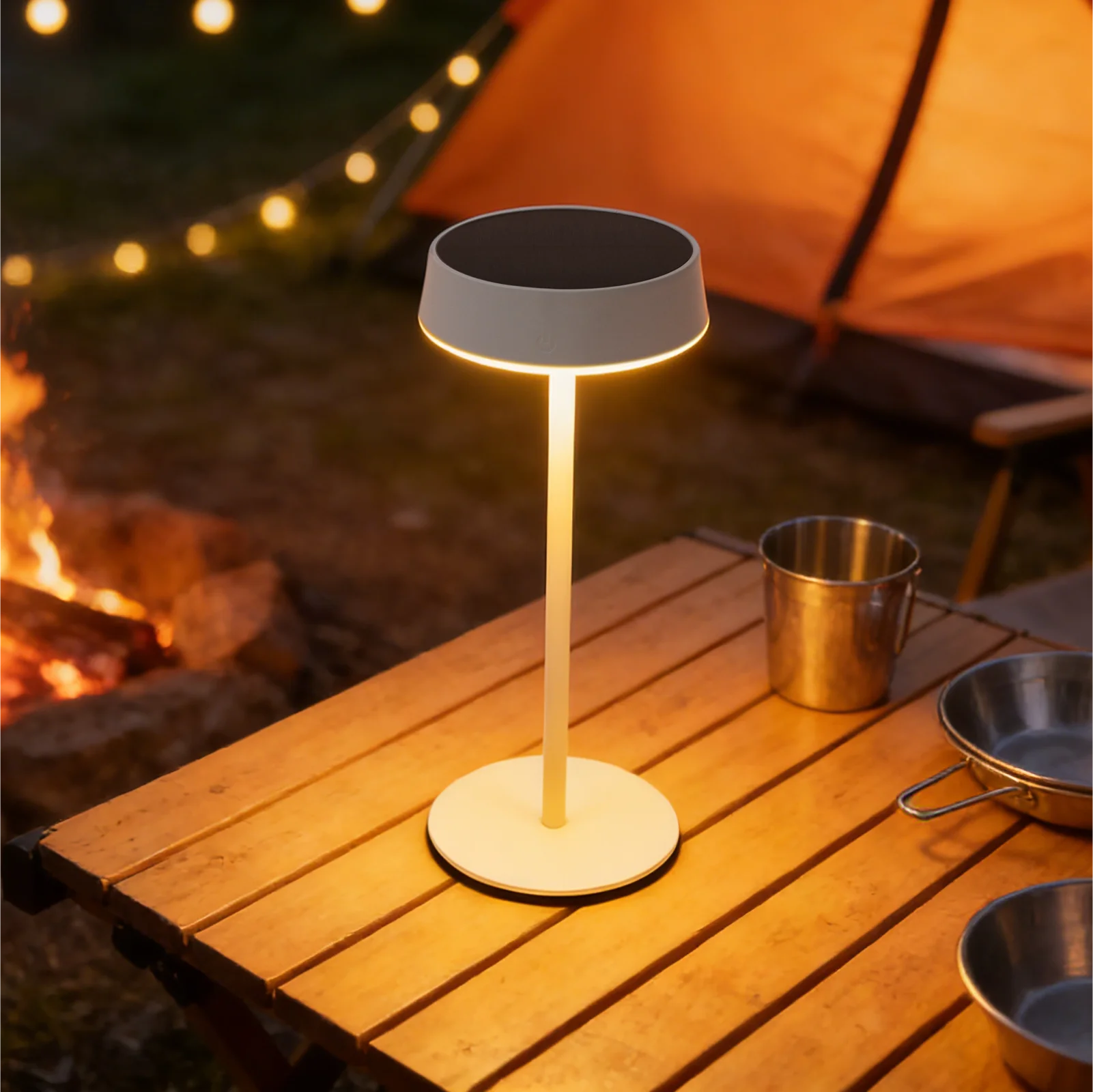 Wireless Solar Table Lamp Touch Dimmable LED Waterproof Light for Outdoor Camping Garden Bathroom Terrace - Portable Desk Lamp